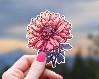 Autocollant chrysanthème, vinyle imperméable, fleurs lumineuses aux couleurs vives pour décorer une bouteille d'eau, téléphone portable, Kindle, pour fille et maman, maman