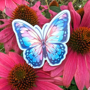 Pastell Regenbogen Schmetterling Aufkleber Wasserdicht Wasserflasche Aufkleber Natur Liebhaber Geschenk für Mädchen Kindle Aufkleber