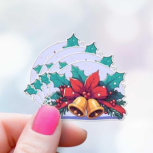 Bell Garland Sticker 4-pack kerstpakket sticker bundel kerstster sneeuw kerstcadeau kous Stuffer cadeau envelop zegel set Bow Holly