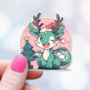 Kerst knipoog draak sticker fijne vakantie pakket sticker kerstboom schattige baby Drake kous stuffer cadeau envelop zegel huidige decoratie