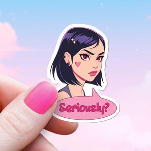 Ernsthaft Aufkleber, Punky Tough Girl wasserdichter Aufkleber, Rebel Girl Power Kindle Aufkleber, feministisches Statement Laptop, Anime Teenager Angst Lustig