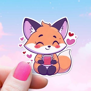 Lindo zorro ama leer Una calcomanía para Kindle Estilo Chibi Zorrito Bebé Dulce Caricatura Kawaii para Botella de Agua Portátil Nerdy Kindle Bookish