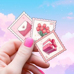 Juego de pegatinas con letras de amor de Coquette, calcomanía con vibraciones de niña rosa, sellos decorativos con tulipanes para regalar, material efímero para diarios basura y álbumes de recortes
