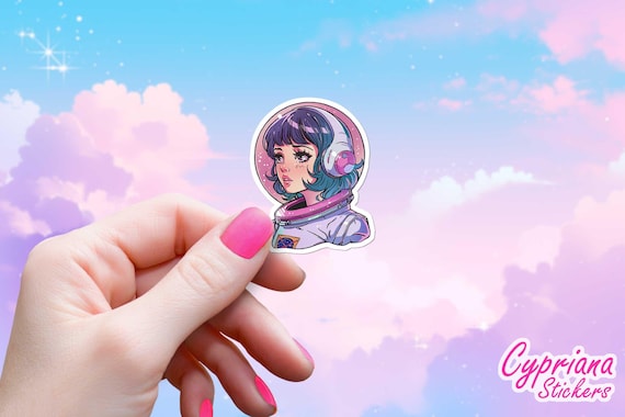 Astronaut Girl Sticker, NASA Space Woman Anime Decal, Girls In STEM, Cosmic Galaxy Science Lady, Futuristic Anime Interstellar Cosmonaut