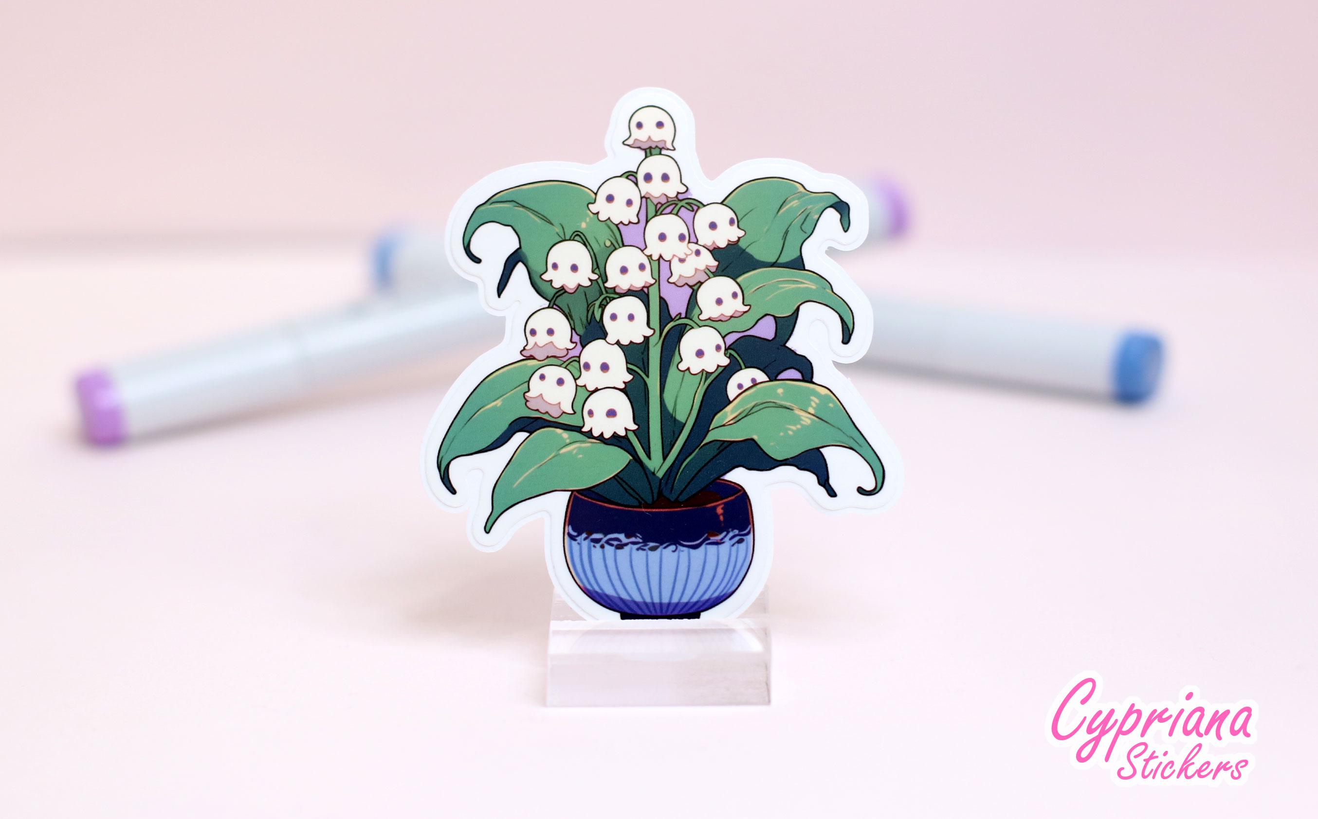 Ghosts Plant Lily of the Valley Sticker Cute House Plant Spirits