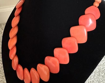 Long peach Tagua Nut necklace