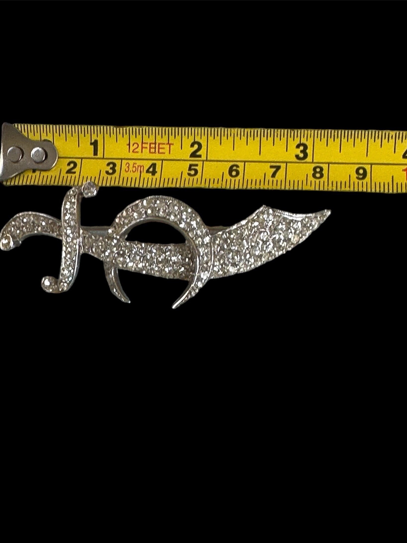Vtg. Masonic Freemason Shriner Lg. Rhinestone Sword Pin, Fez Tie Bar ...