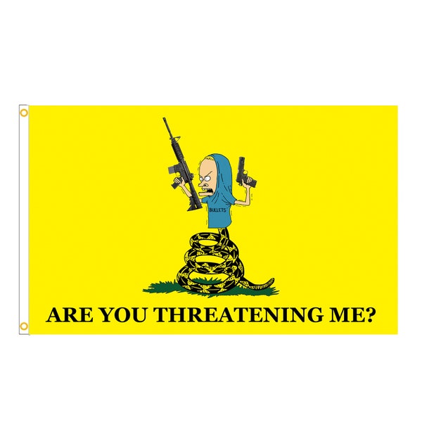 Beavis Are You Threatening Me I Am Cornholio Dont Tread On Me Funny 3x5FT Gadsden Flag Banner