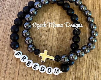 NYTT!!! Freedom and Faith Herrarmband med kors, Stack America God