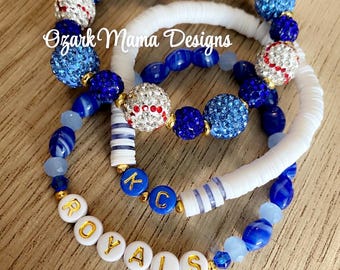 Bling Royals Baseball Beaded Bracelet Stack KC Kansas City