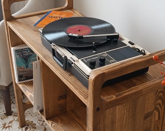 Farmhouse Record Player Stand, Unique Record Display Stand, Turntable Stand, LP Stand, Record Dividers, Record Player Unit