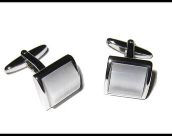 Cufflinks - White glass that works for all shirts