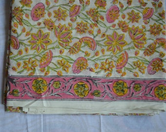 New Indian Handmade Hand-block 3 Yard Floral 100% Cotton Fabric Print