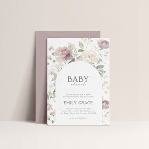 Floral Baby Shower Invitation, Wildflower Baby Shower Invitation, Baby Shower Invitation Template, Instant Download Invitation