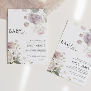Floral Baby Shower Invitations, Baby In Bloom Baby Shower Invitations, Flower Baby Shower, Floral Templates, Instant Digital Download