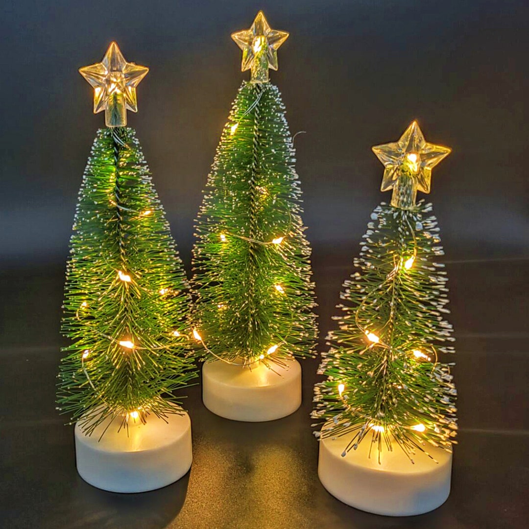 3PCS Small Mini Christmas Trees Set With Lightdiy Christmas Etsy UK