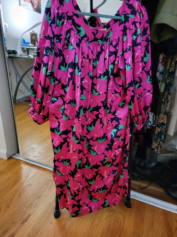 Vintage Yves Saint Laurent 1980s Floral Dress - image 2