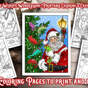 Chamäleon, Känguru, Faultier, Panda, Lllama Malvorlagen (Vol 4 von 10) 5X handgezeichnete druckbare Weihnachten druckbare Ornamente & Weihnachtskarten