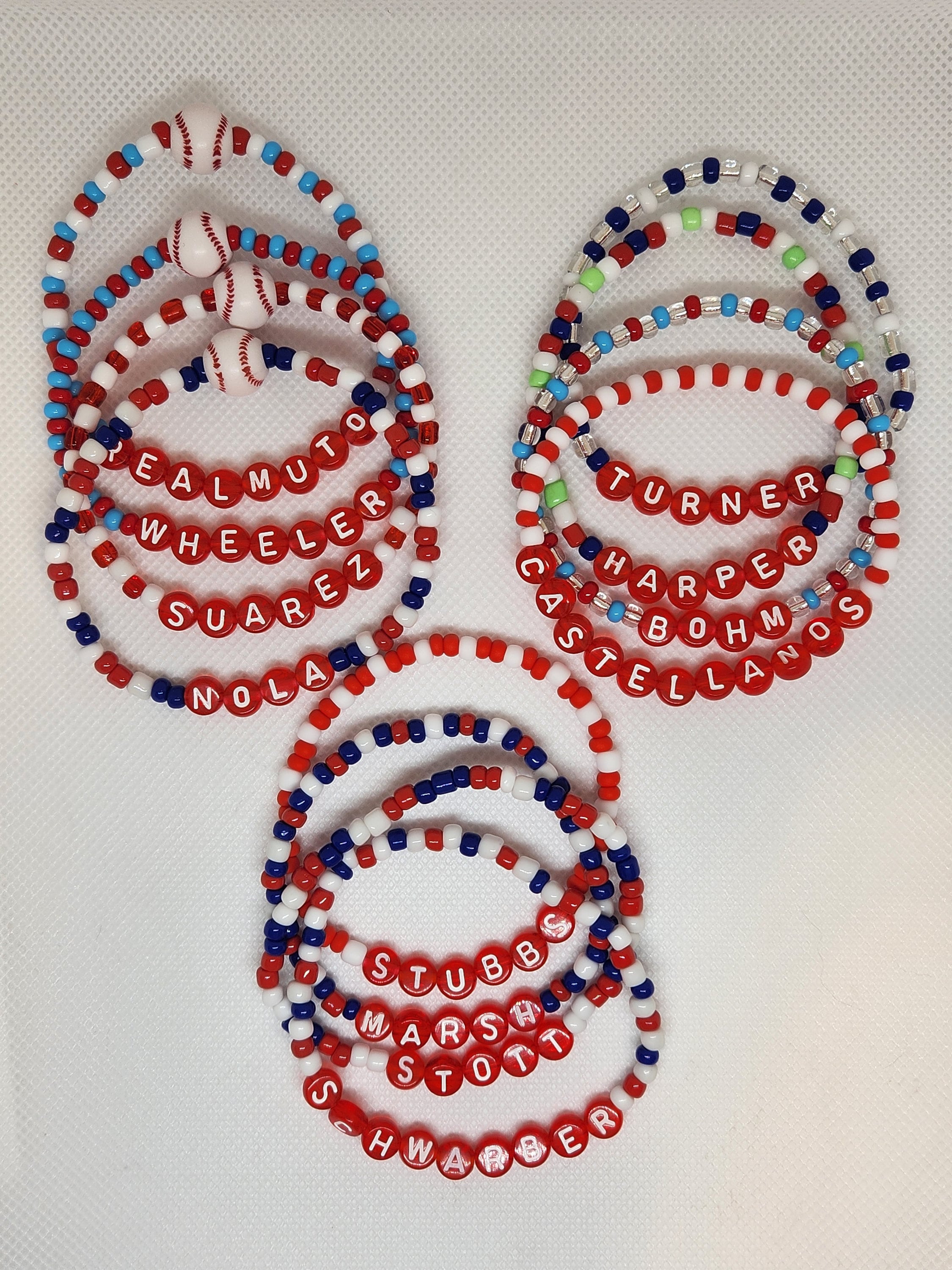 Philadelphia Phillies Individual Player Friendship Bracelets, Red Letters