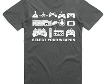 Wählen Sie Ihre Waffe Lustige Gamer-T-Shirt Spiel-Box Controllers Retro Station Top Tee