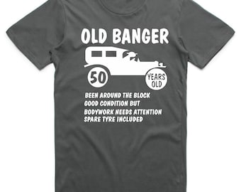 50th Birthday T-Shirt Gift Old Banger 50 Years Old Born in 1975 Funny T Shirt Tee Top Men's