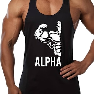 Alpha Men Gym Bodybuilding Weightlifting Tank Top Stringer Vest Fitness Workout Sportswear Kick Boxing MMA Muscle