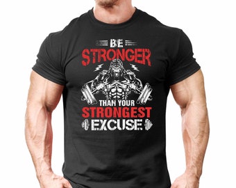 Be Stronger Gorilla T-Shirt Gym Men Bodybuilding Weighlifting Training Motivation Running Yoga Top Tee