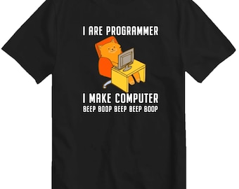 Jestem programistą Programowanie Kodowanie Nerd Cat Koszulka Tworzę Komputer Beep Boop Koszulka Tee Top