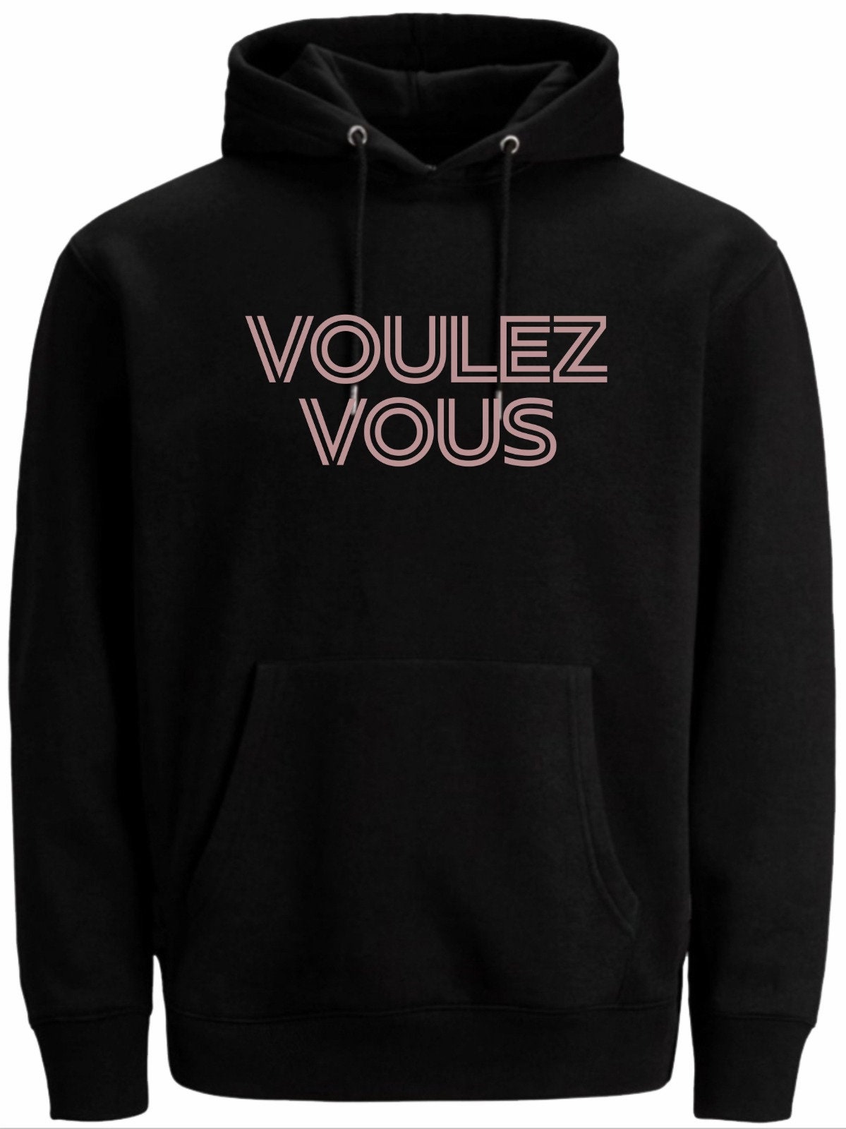 Voulez Vous Hoodie Vintage Disco 70's Party Sweatshirt Unisex Rose Gold Print  Hood