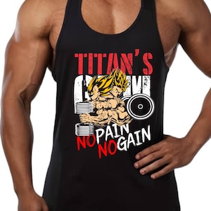 No Pain No Gain Titan&#39;s Men Gym Bodybuilding Weightlifting Tank Top Stringer Vest Fitness Workout Sportswear Kick Boxing MMA Muscle