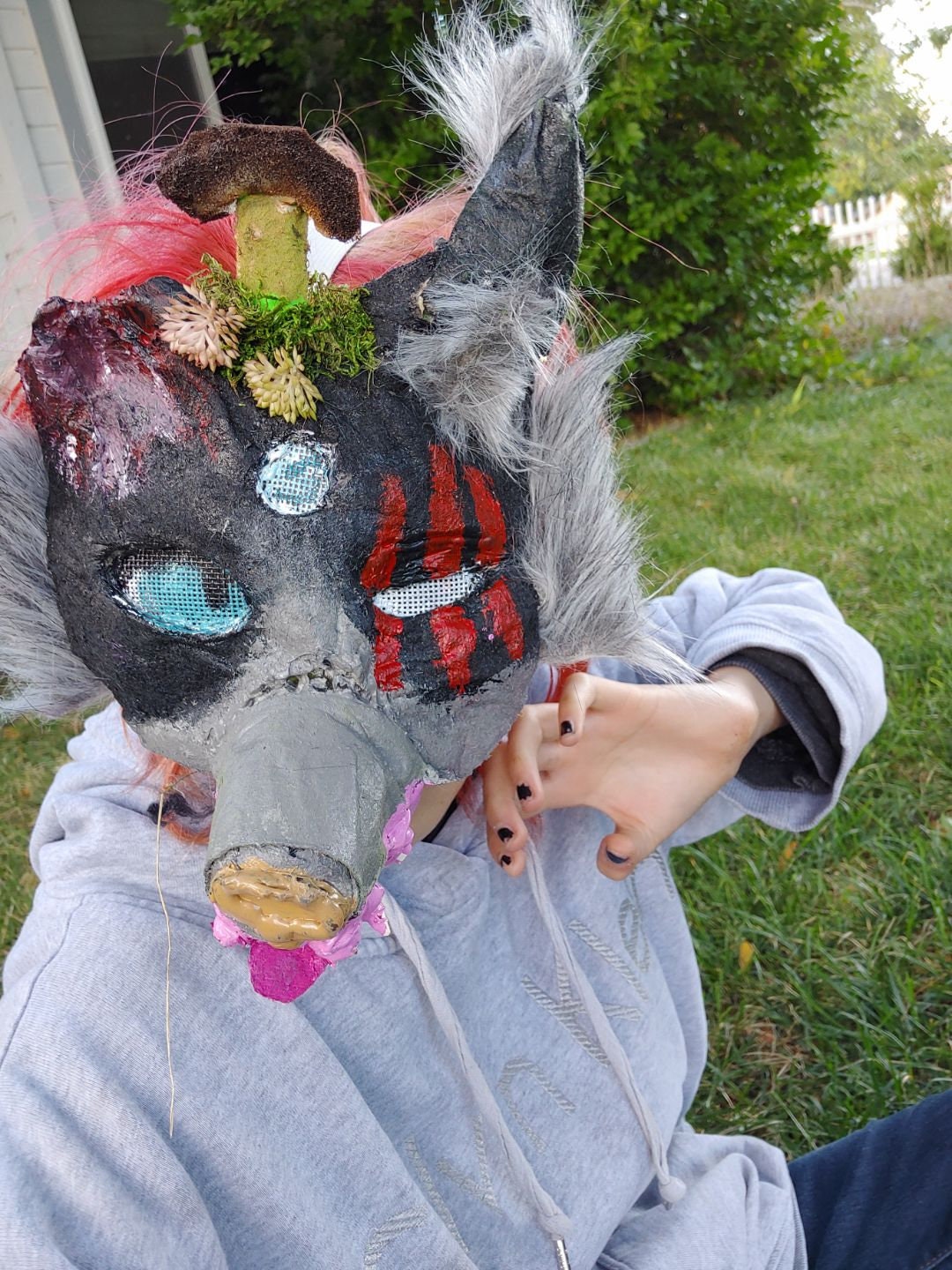 Gray wolf therian mask