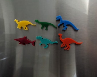 Set of 6 or 12 Colorful Dinosaur Magnets, Dinosaur Home Decor, Dino Magnets, School Locker Magnets