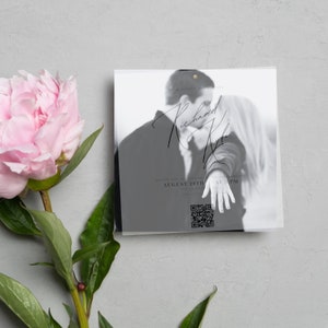 Square Invitation Template - 2 layers - Customizable - QR Code- Print On Vellum - Add your own Photograph - Print your Own