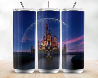 Magic Castle 20oz Sublimation Tumbler Designs, Colorful 9.2 x 8.3” Straight Skinny Tumbler Wrap PNG