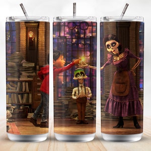 Coco 20oz Sublimation Tumbler Designs, Colorful 9.2 x 8.3” Straight Skinny Tumbler Wrap PNG