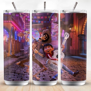 Coco 20oz Sublimation Tumbler Designs, Colorful 9.2 x 8.3” Straight Skinny Tumbler Wrap PNG