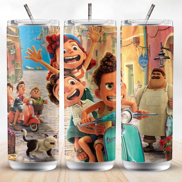 Luca 20oz Sublimation Tumbler Designs, Colorful 9.2 x 8.3” Straight Skinny Tumbler Wrap PNG