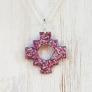 Pink Glitter Aztec Pendant - Etsy