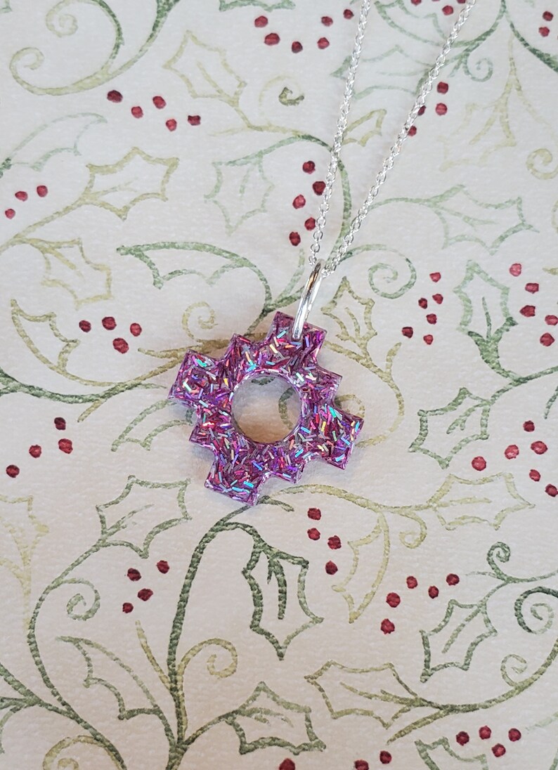 Pink Glitter Aztec Pendant - Etsy