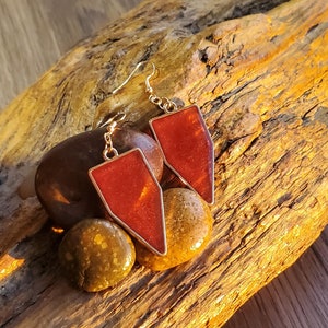 Maroon Polygon Earrings