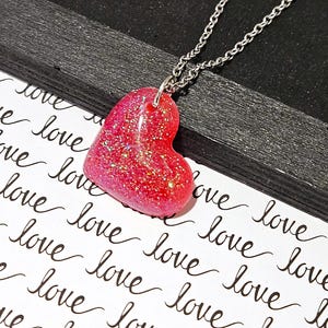 Pink Glitter Heart Pendant