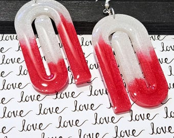 Hot Pink and White Earrings