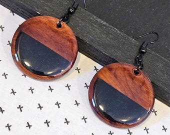 Black and Wood Earrings