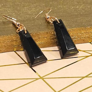 Rectangle Geometric Black Earrings