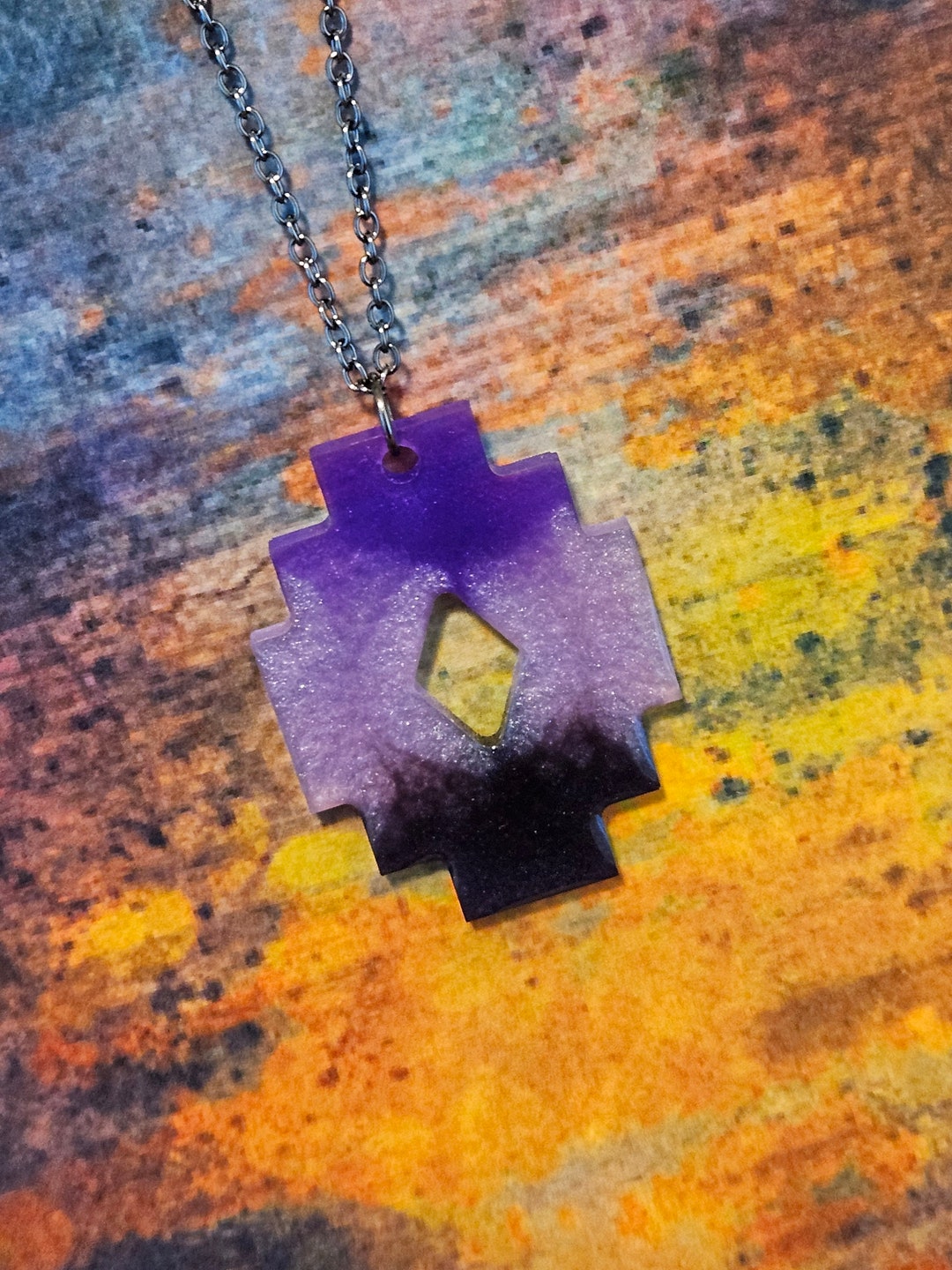 Purpecan Aztec Shades of Purple Aztec Pendant - Etsy