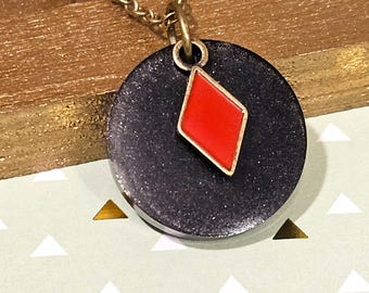 Charcoal Pendant with Diamond Charm