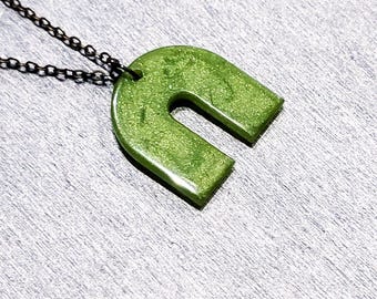 Lime Green Horseshoe Pendant