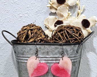 Two Tone Pink Heart Earrings