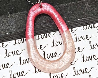Two Tone Pink Oval Pendant