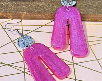 Pink and Silver Earrings